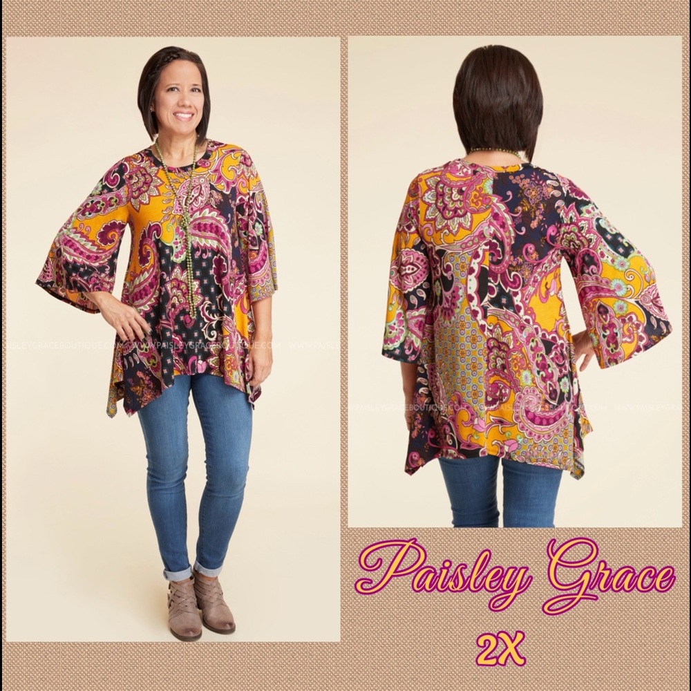 NWT TIME HOP TUNIC W/ Handkerchief Hemline • 2X